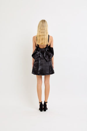 SIMON BOW MINI DRESS IN BLACK