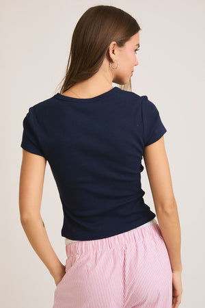 AMERICAN FLAG BABY TEE IN NAVY