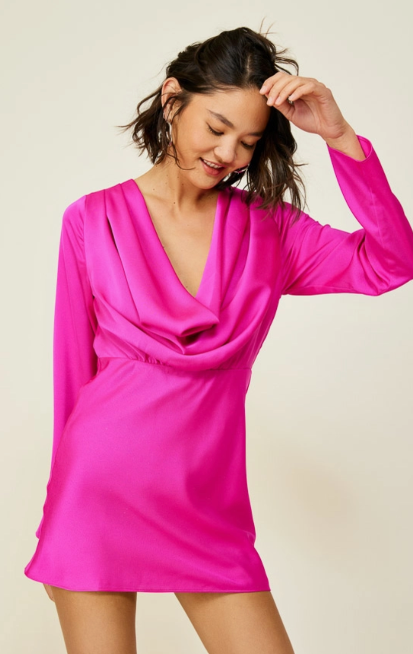 LINE AND DOT MIKI MINI DRESS IN MAGENTA