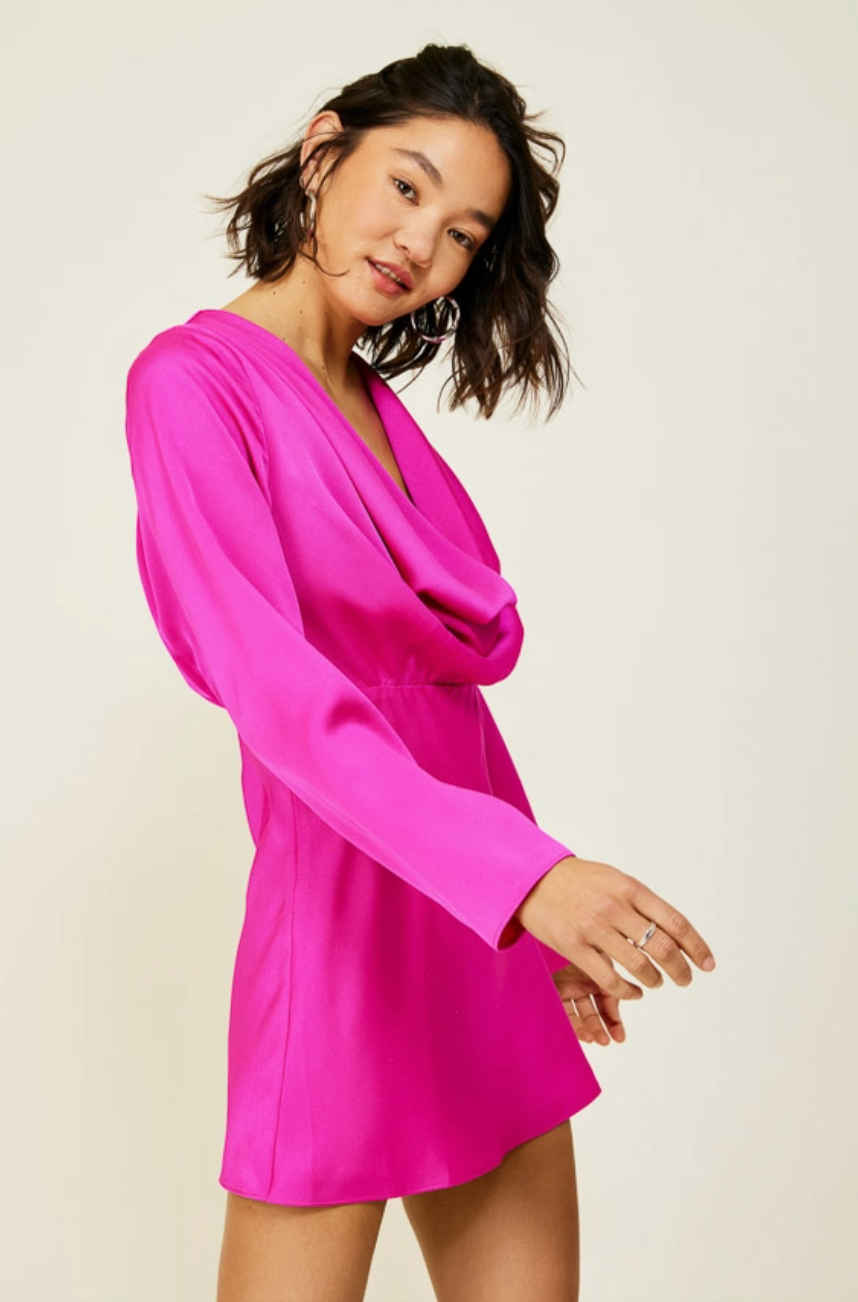 LINE AND DOT MIKI MINI DRESS IN MAGENTA