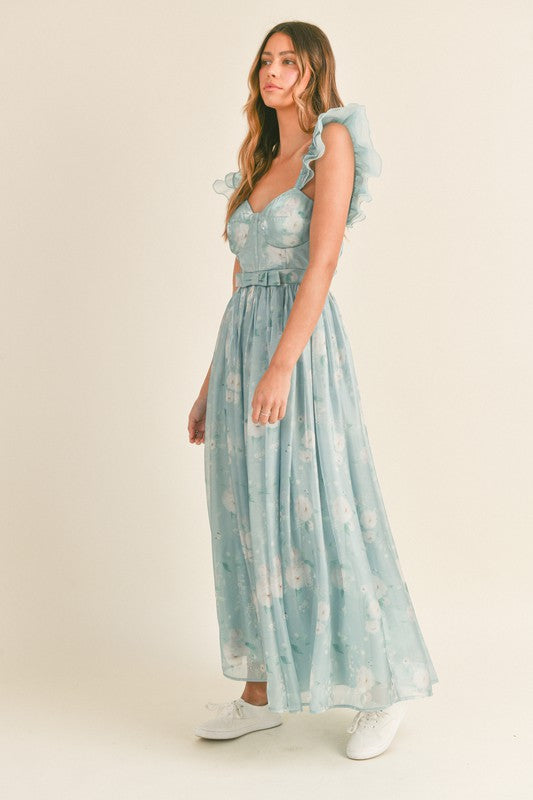 CHARLOTTE FLORAL MAXI DRESS IN BLUE