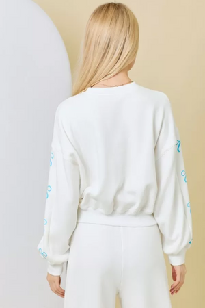 ALICE CREWNECK WITH BOW DETAIL IN WHITE