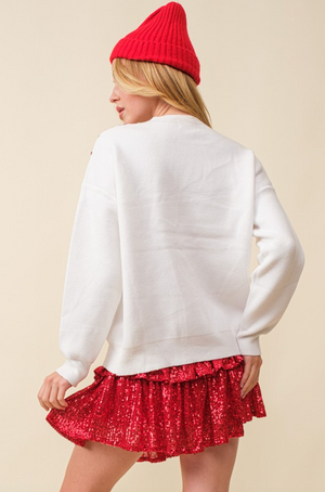HOLLY SEQUIN SWEATER IN WHITE