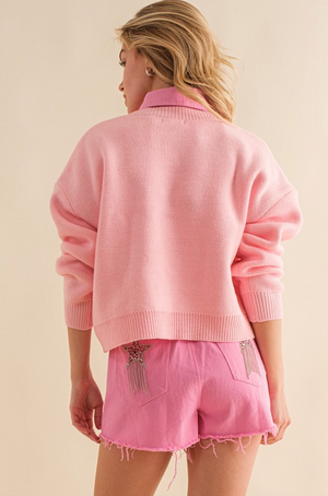 MARIAH CHRISTMAS TREE PATCH SWEATER IN PINK