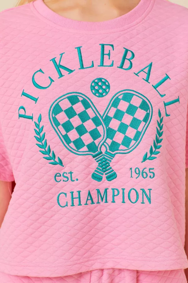 PICKLE BALL QUILTED SET IN PINK