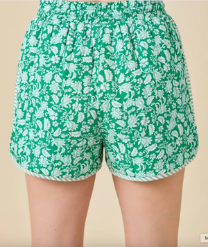 STRAIGHT QUILT PRINTED SHORTS IN GREEN