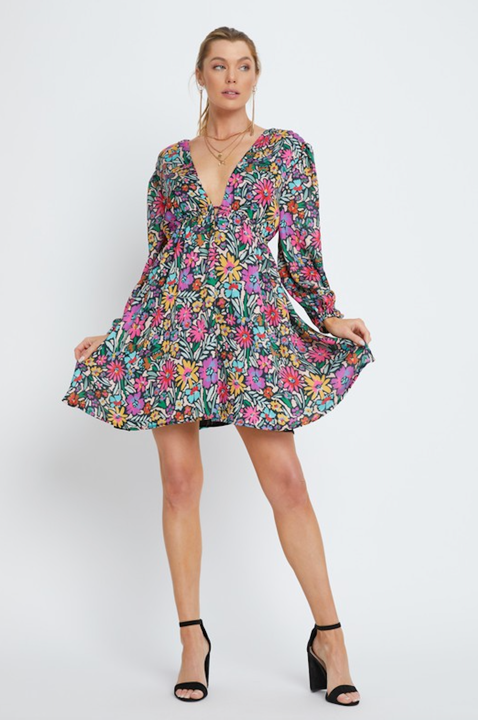LEONA DRESS IN PARTY FLORAL