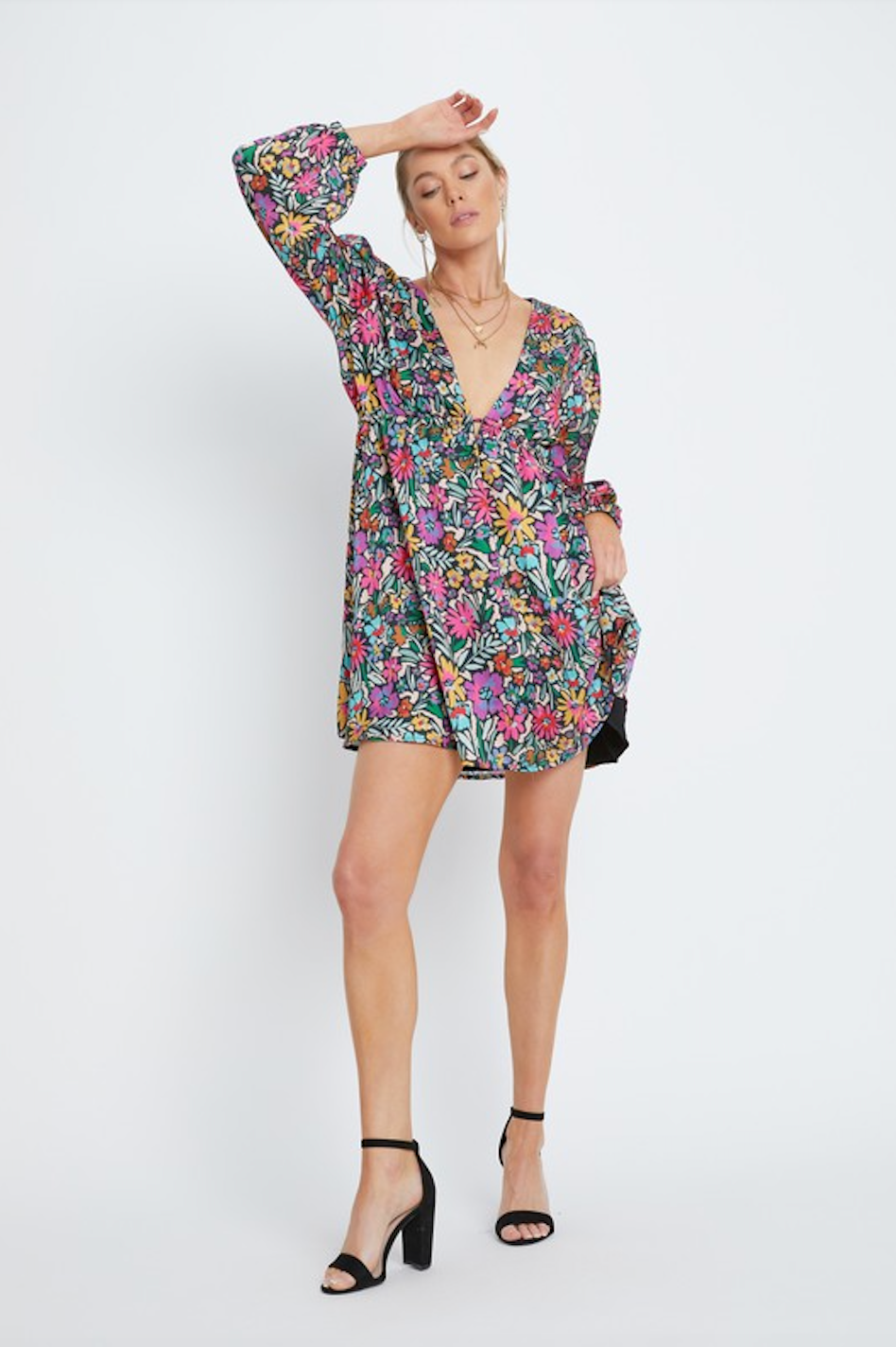 LEONA DRESS IN PARTY FLORAL