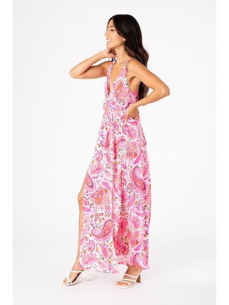 ROIS MAXI DRESS IN PINK PAISLEY
