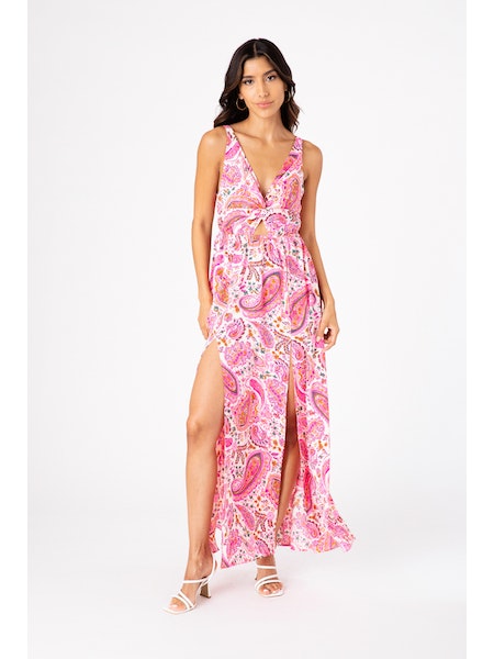 ROIS MAXI DRESS IN PINK PAISLEY