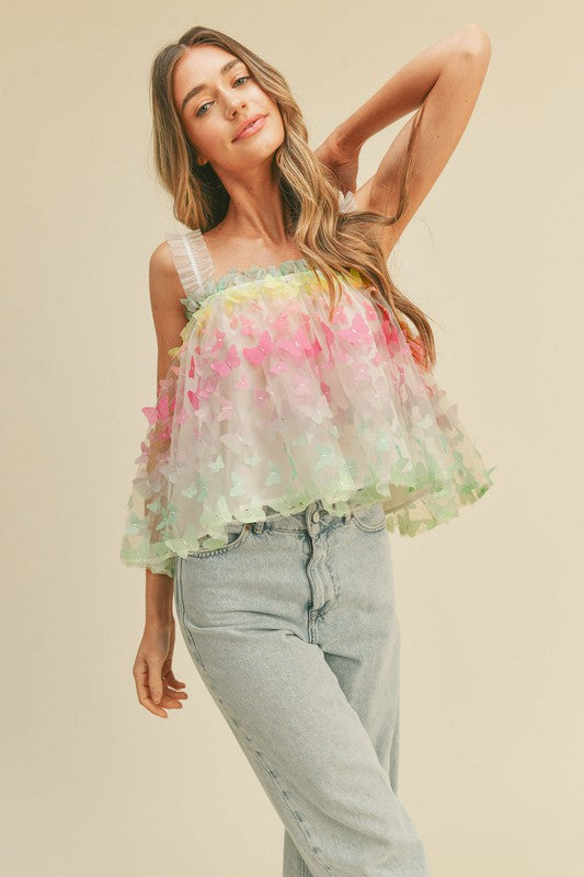 BEALL MESH BUTTERFLY TOP IN OMBRE