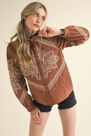 CEDAR WESTERN TOP IN MOCHA BROWN