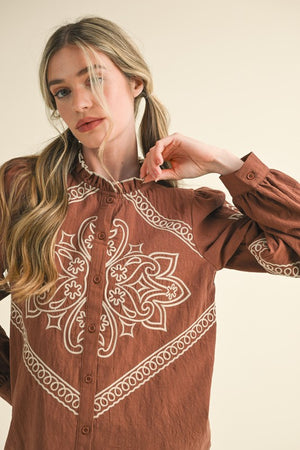 CEDAR WESTERN TOP IN MOCHA BROWN