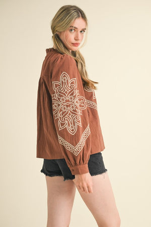 CEDAR WESTERN TOP IN MOCHA BROWN