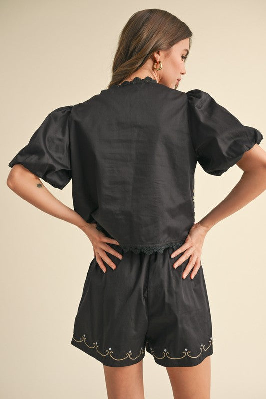 ISABELLA EMBROIDERED SET IN BLACK