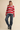 ROSIE STRIPE BUTTON FRONT CARDIGAN IN RED MAUVE