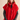 Woman wearing a red sherpa vest. 
