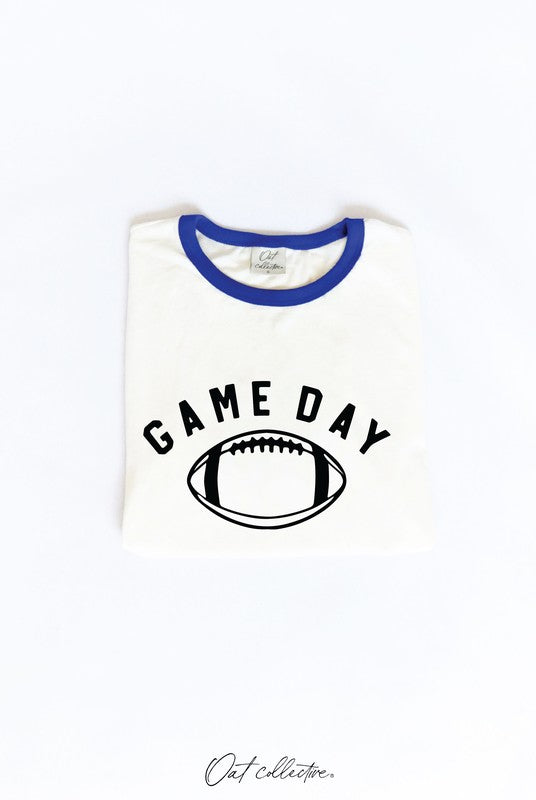 GAME DAY FOOTBALL GRAPHIC TOP IN NATURAL ROYAL