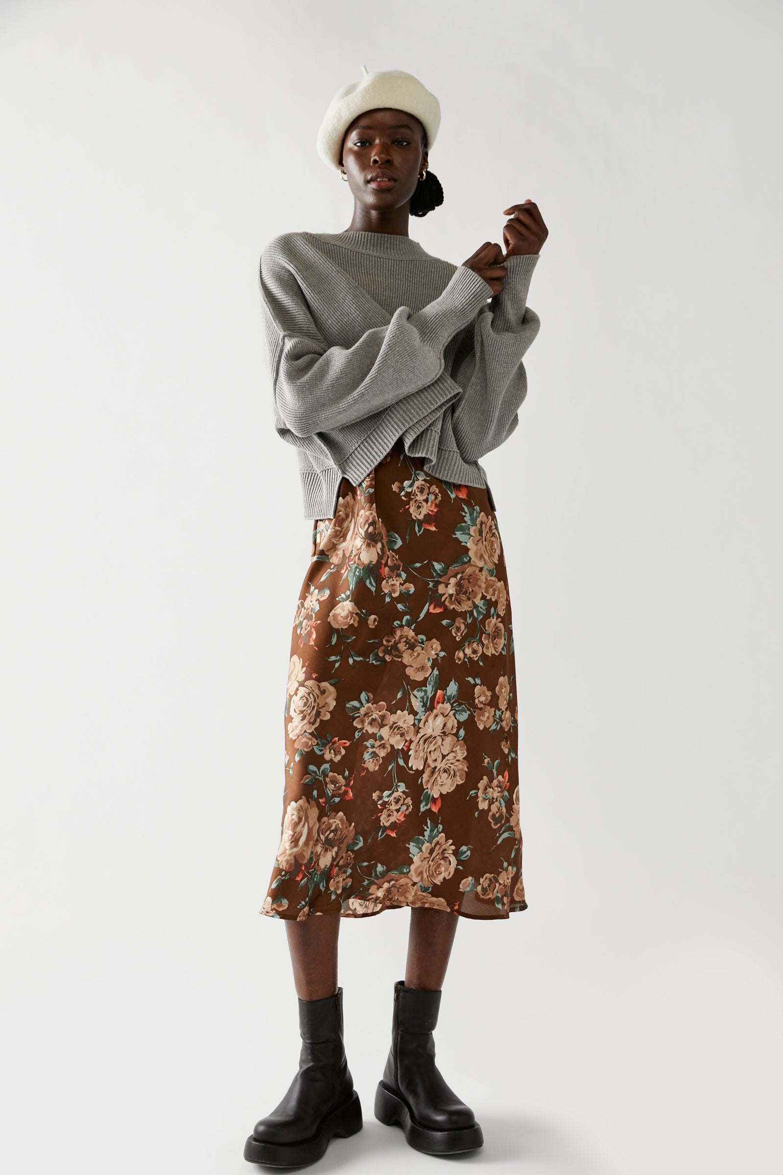 FREE PEOPLE EASY STREET CROP PULLOVER IN HEATHER GREY