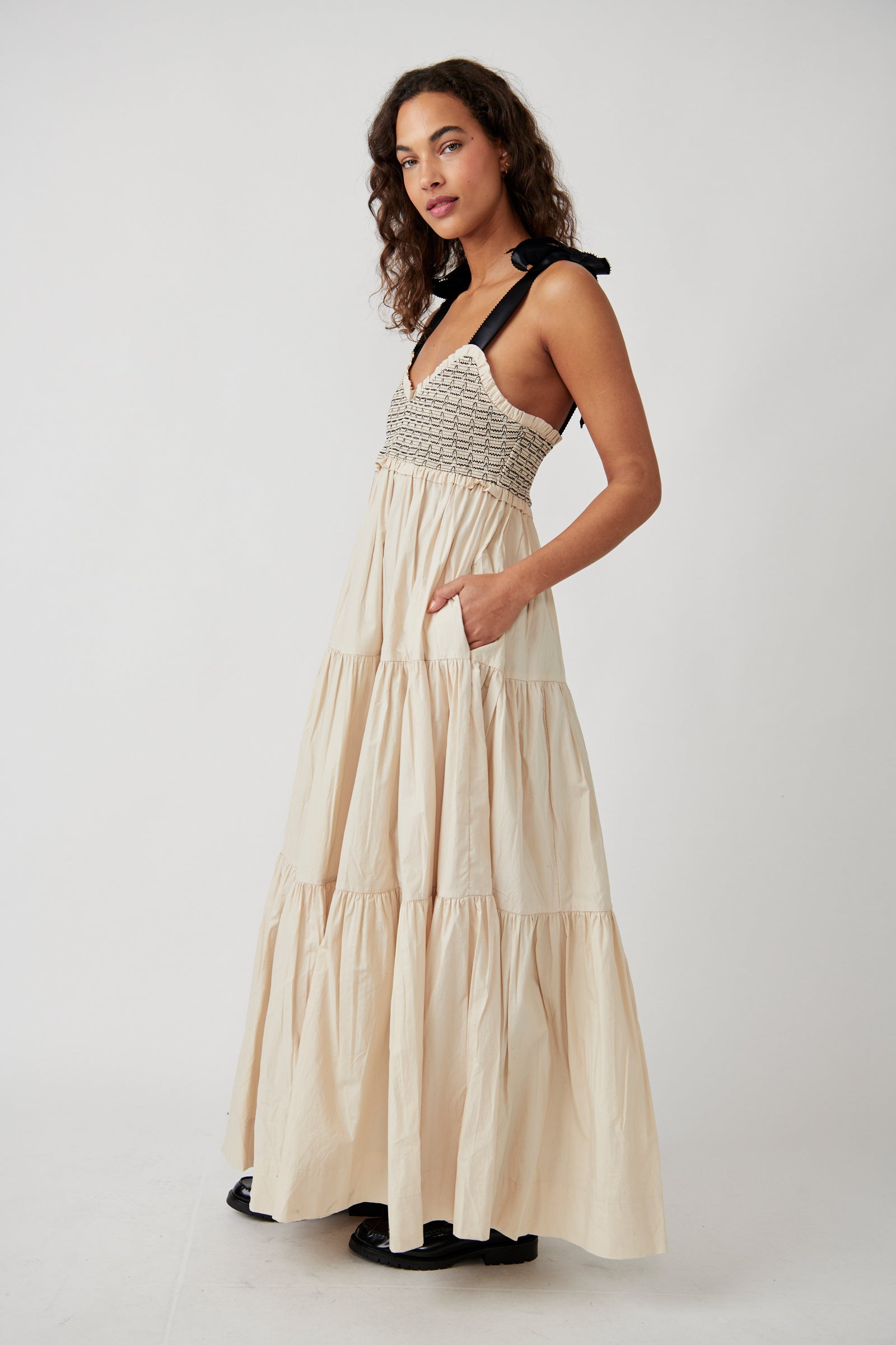 FREE PEOPLE BLUEBELL SOLID MAXI DRESS IN VACATION SAND