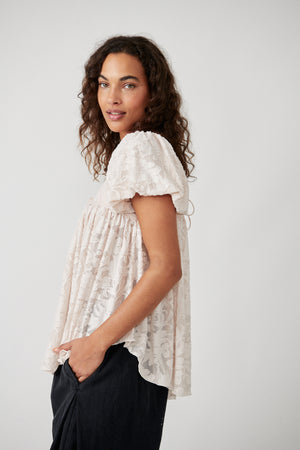 FREE PEOPLE SUNRISE TO SUNSET TOP IN CHAMPAGNE DREAM