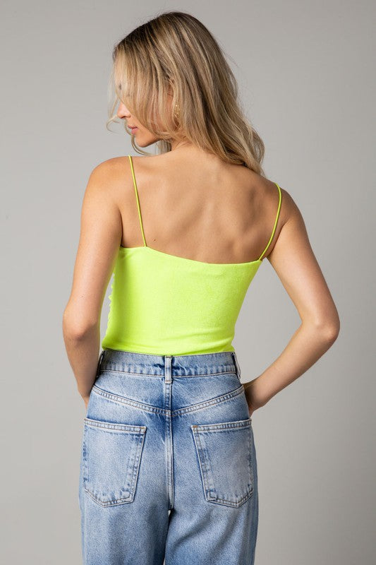 BORA RUCHED TOP IN NEON GREEN