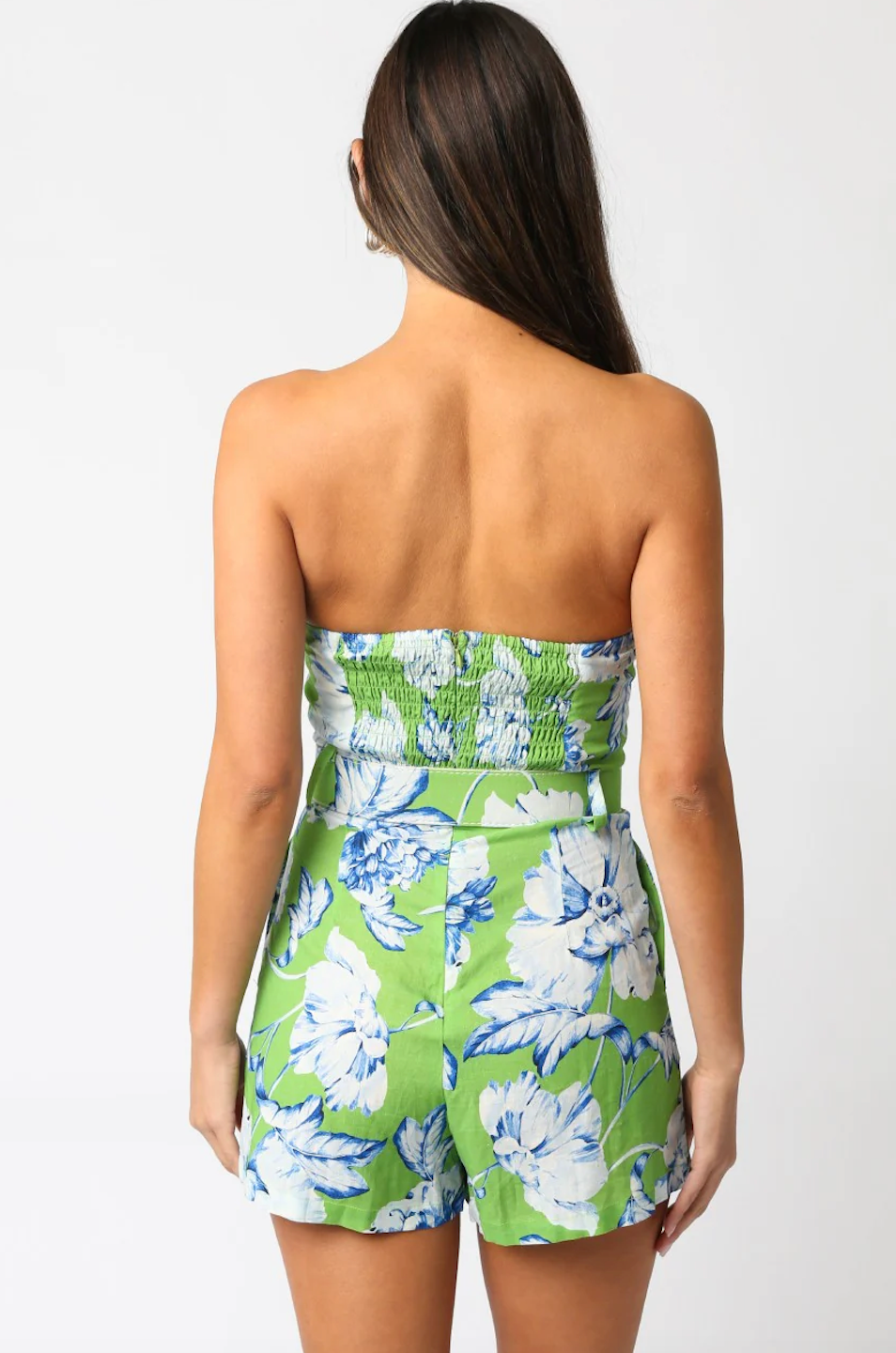 CALLIE FLORAL ROMPER IN GREEN