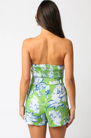 CALLIE FLORAL ROMPER IN GREEN
