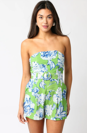 CALLIE FLORAL ROMPER IN GREEN