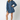 Woman wearing a denim dress on a white background