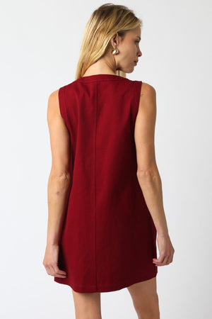 KARINA BUTTON DRESS IN BURGUNDY
