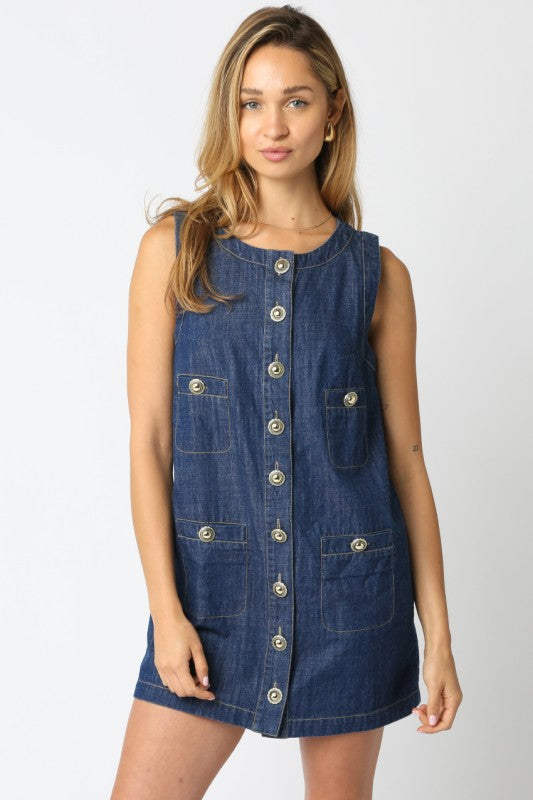 KATRINA BUTTON DENIM DRESS