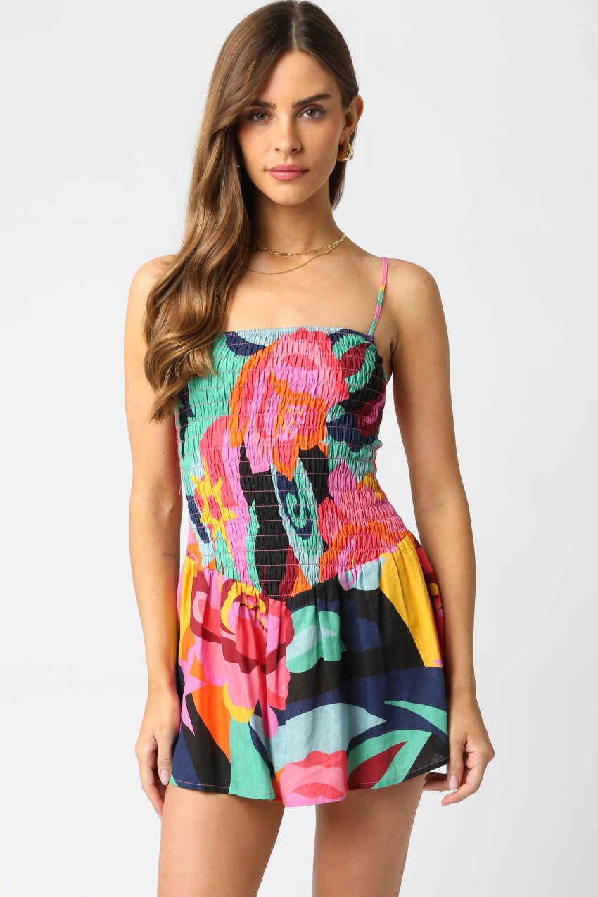 LILA SMOCKED MINI DRESS