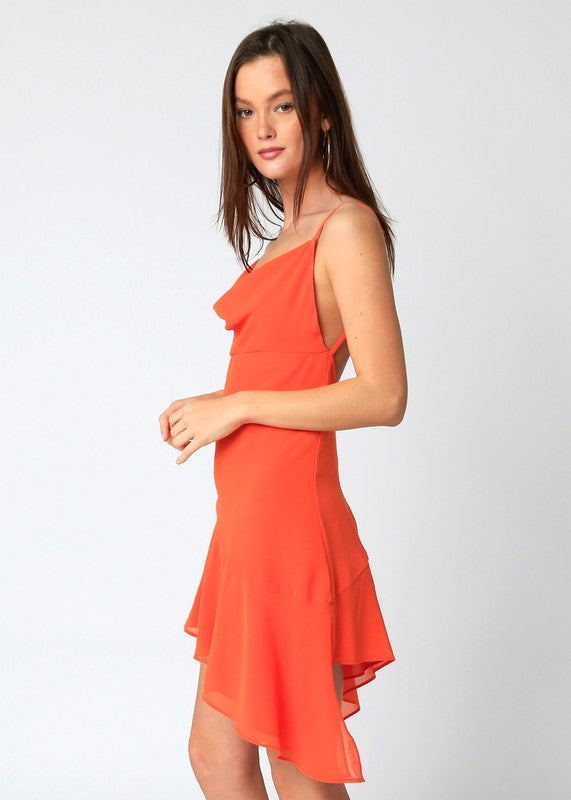 LILLIAN CHIFFON MINI DRESS IN ORANGE