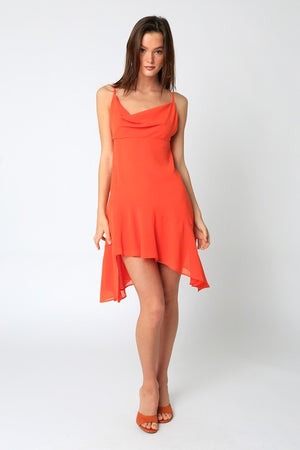 LILLIAN CHIFFON MINI DRESS IN ORANGE