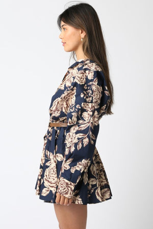 MARIBEL FLORAL SHIRT DRESS IN NAVY