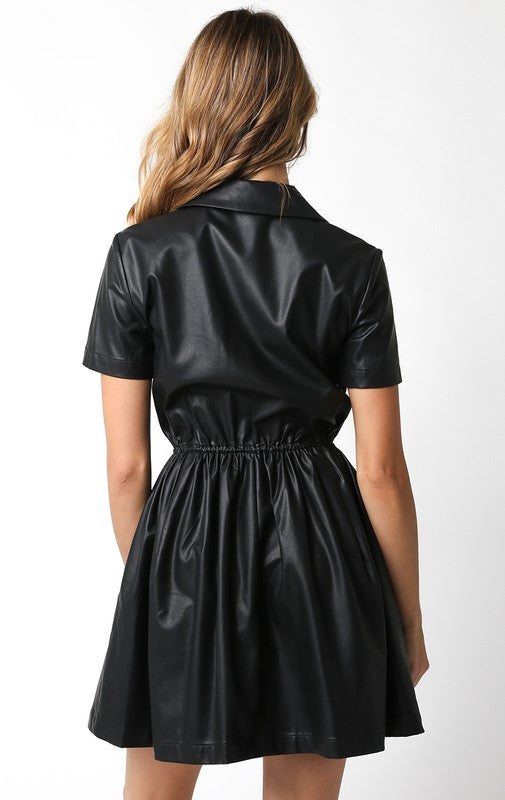 MARJORIE PU DRESS IN BLACK