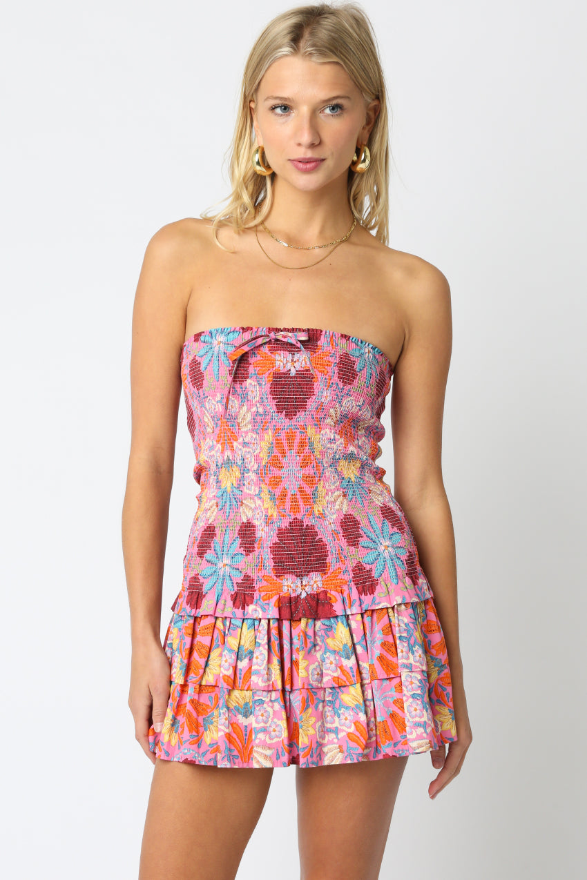 PIPPA STRAPLESS TIERED MINI DRESS