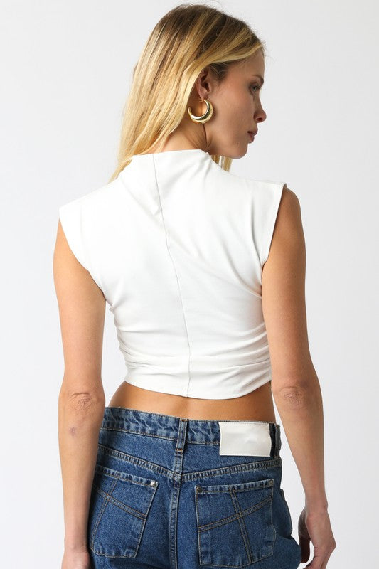 SARAH CROPPED TOP IN IVORY