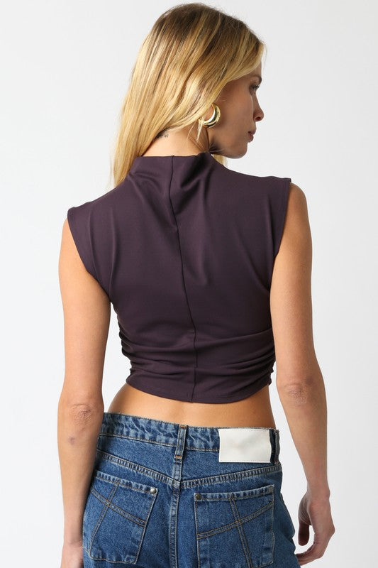 SARAH CROPPED TOP IN PLUM