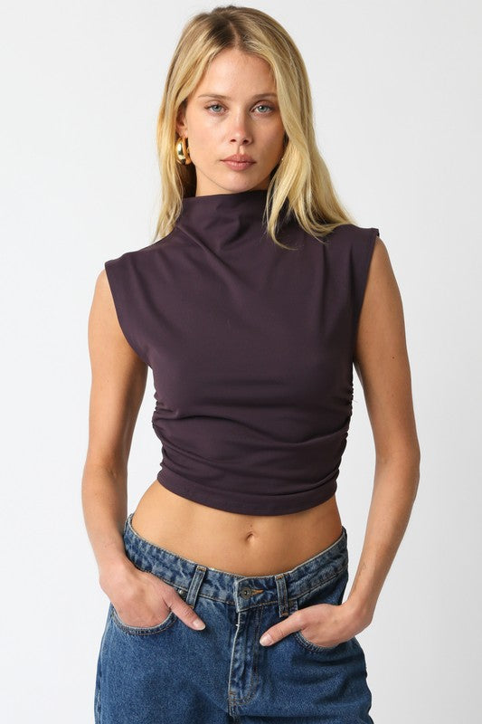 SARAH CROPPED TOP IN PLUM