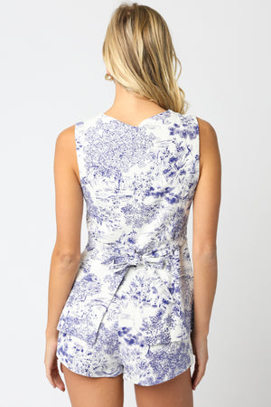 SAVANNAH TOILE VEST AND SHORT SET IN BLUE