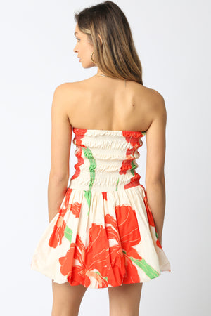 SOLEIL STRAPLESS MINI DRESS IN FLORAL