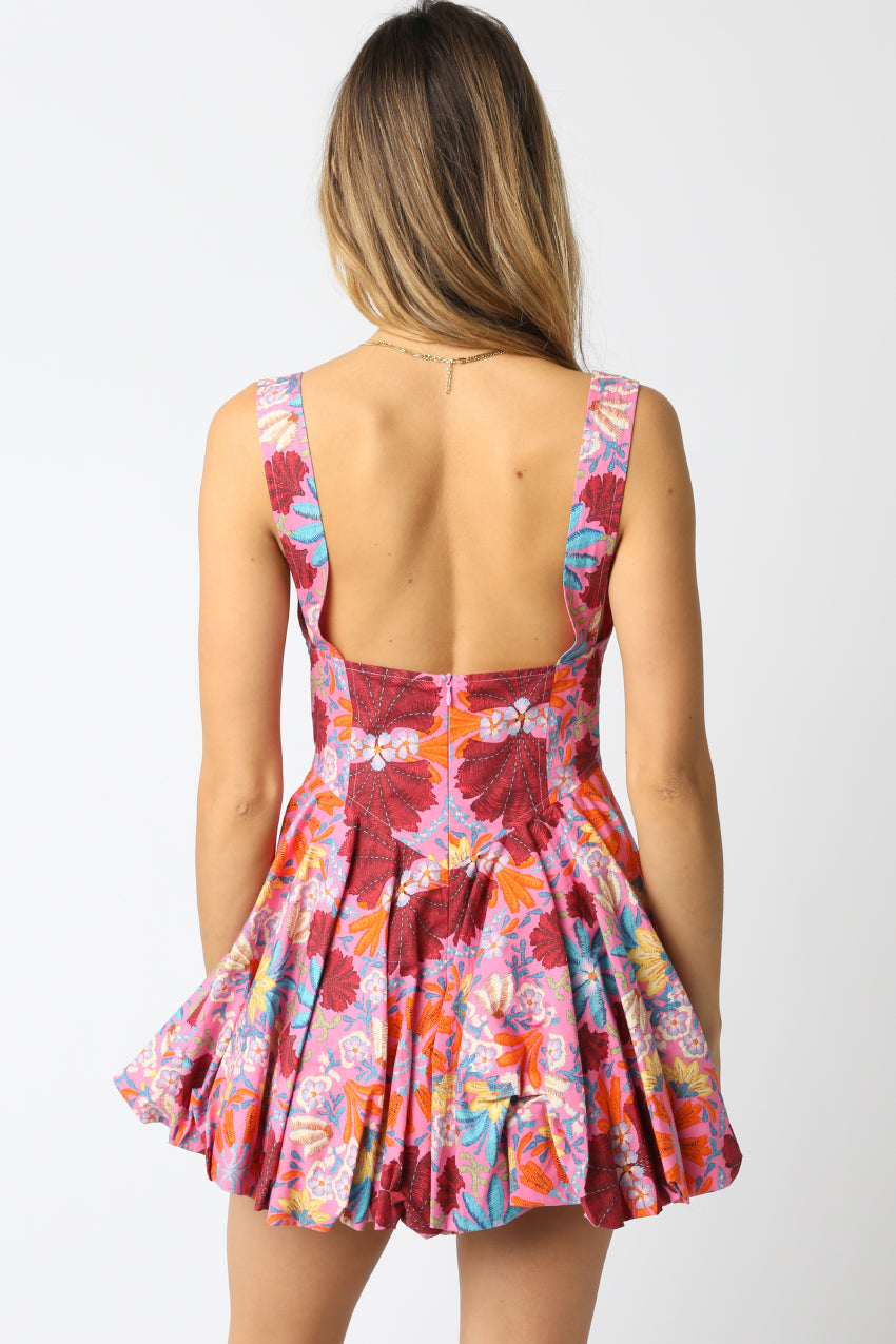 ZAHARA BUBBLE HEM MINI DRESS IN PINK