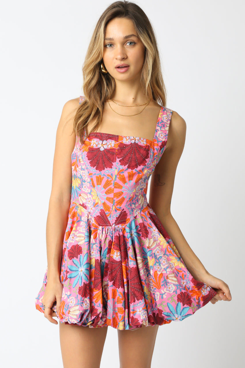 ZAHARA BUBBLE HEM MINI DRESS IN PINK