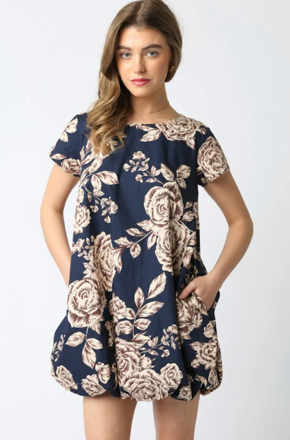LILA FLORAL BUBBLE DRESS IN NAVY