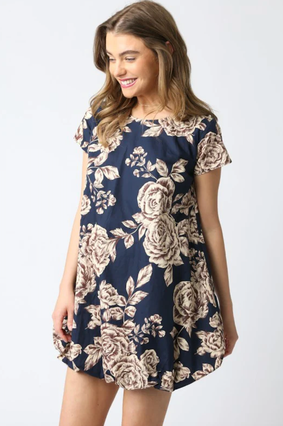 LILA FLORAL BUBBLE DRESS IN NAVY