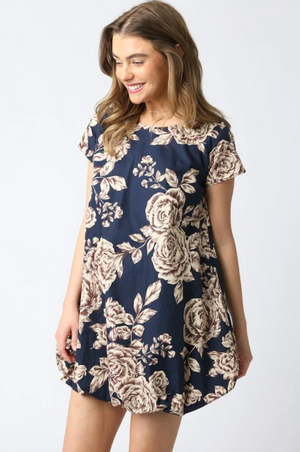 LILA FLORAL BUBBLE DRESS IN NAVY