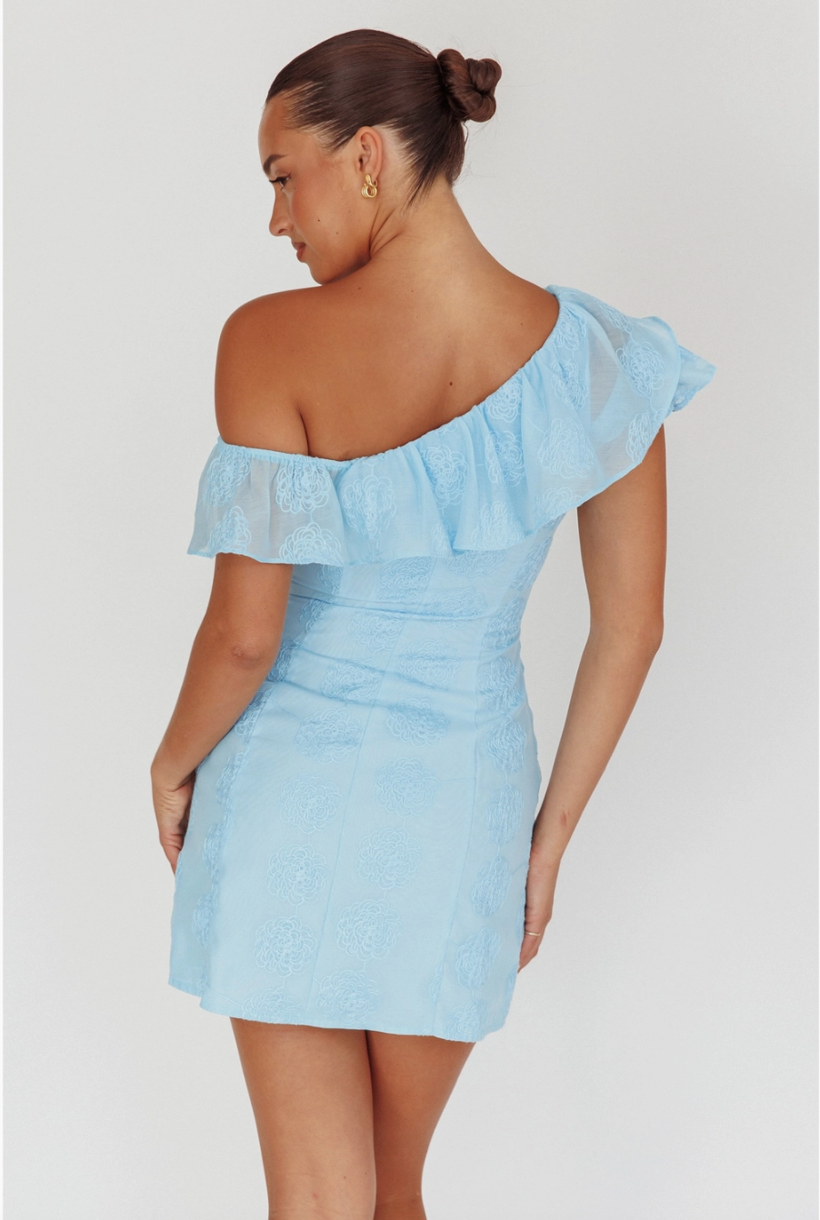 ISLA ONE SHOULDER MINI DRESS POWDER BLUE