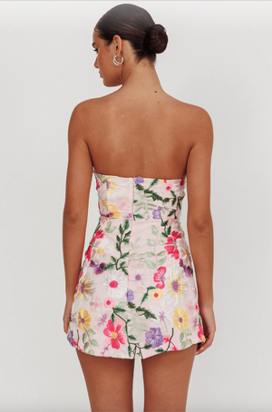STRAPLESS FLORAL MINI DRESS